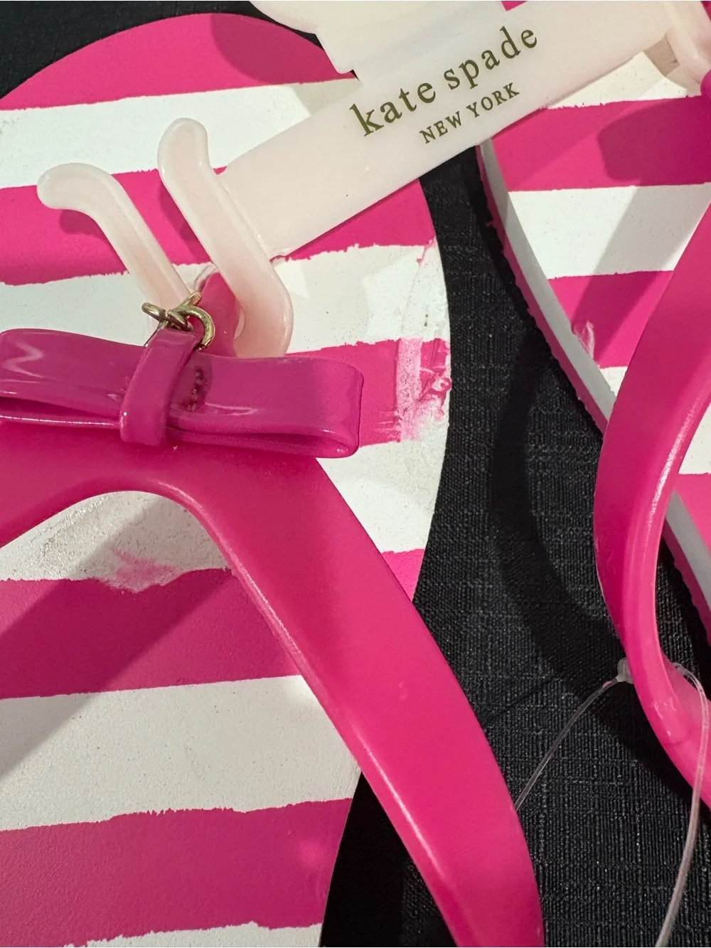 kate spade Hot Pink and White Striped Bow Flip Sandals